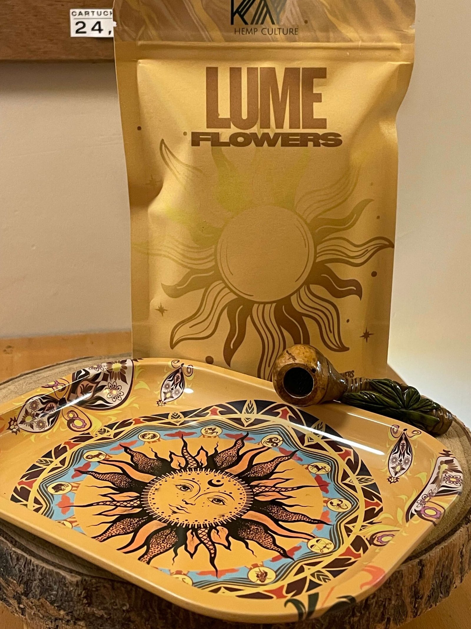 Kit Sol Kaya – Bandeja Sol + Mango Rosa Big Buds + Pipe Artesanal em Madeira
